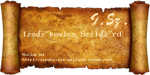 Izsákovics Szilárd névjegykártya